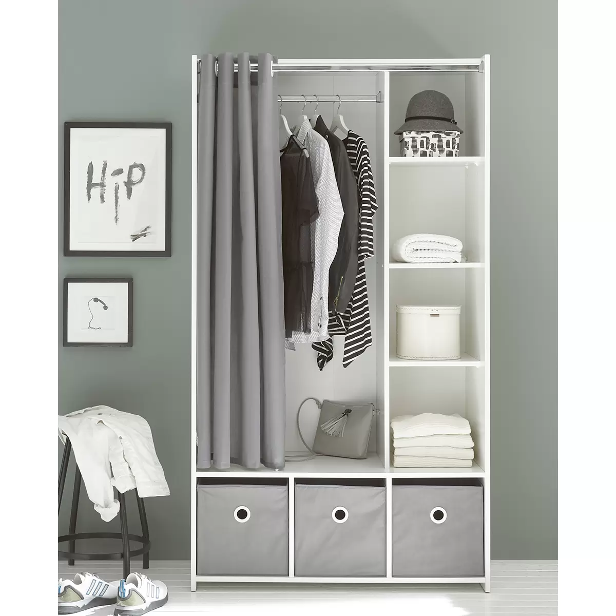 Kleiderschrank Jenins grau,weiss