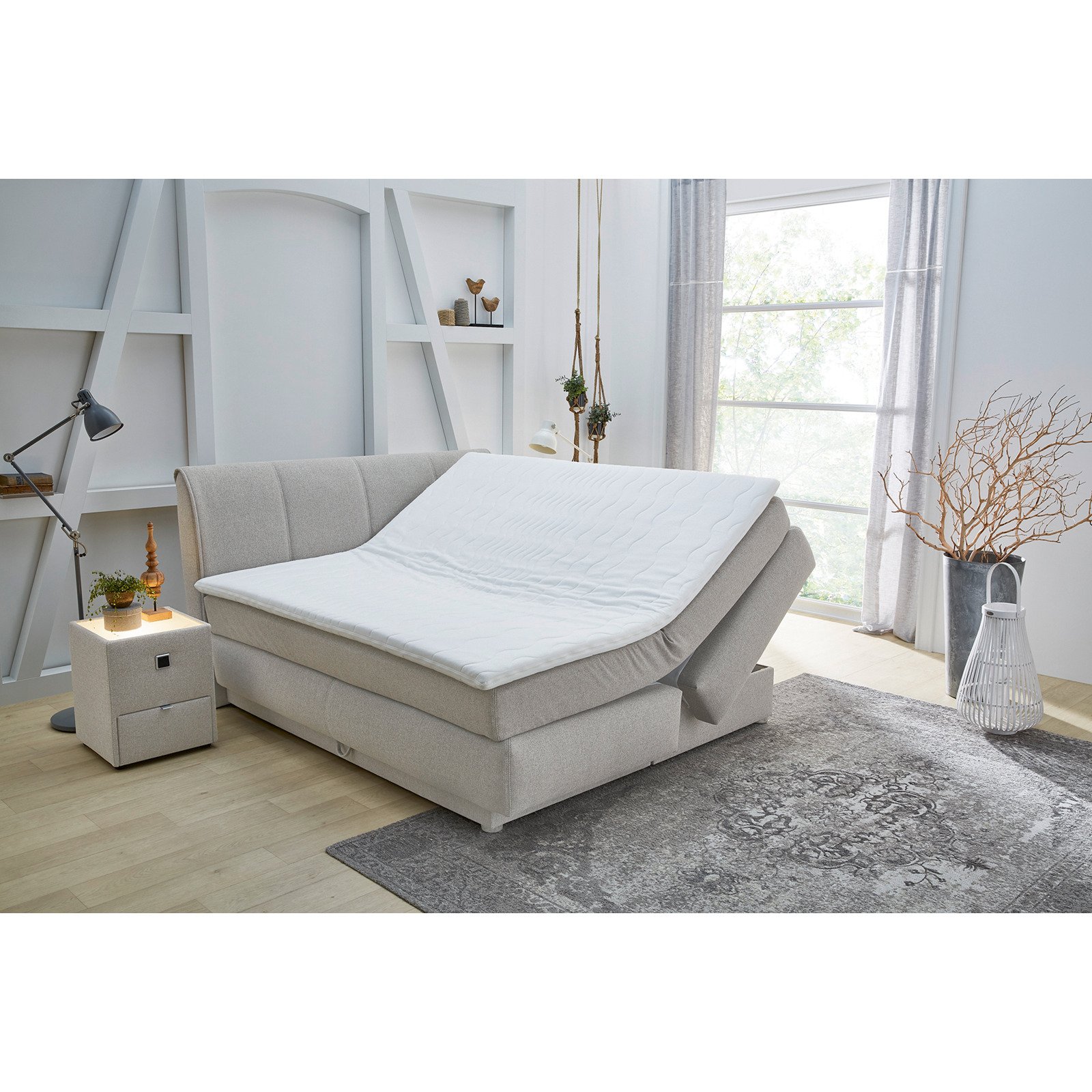 Boxspringbett Carla Stoff 160 x 200, beige