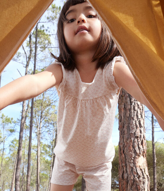 Pyjama short imprimé fleur en coton enfant