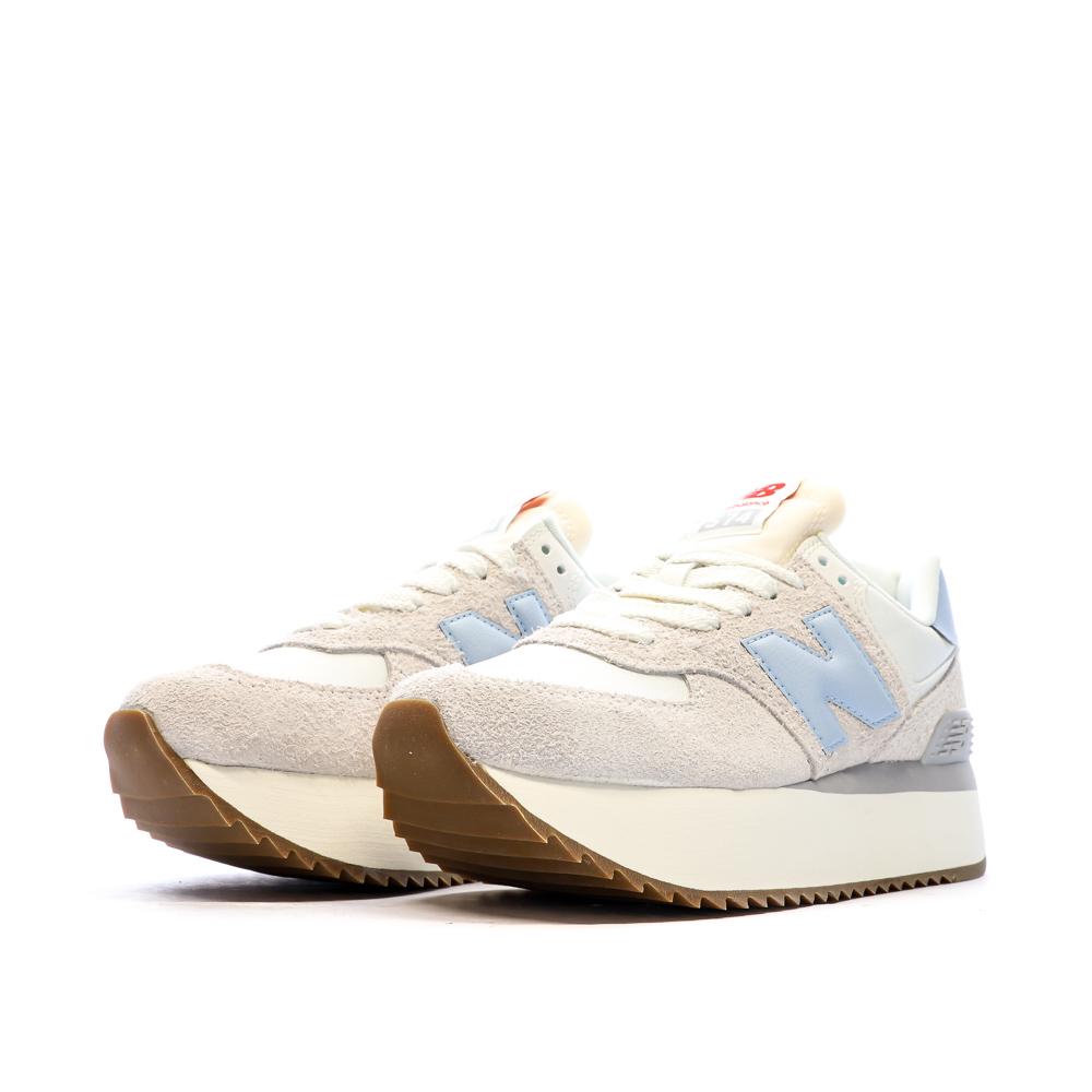 New Balance Baskets Compensé Beige/Bleu Femme New Balance 574