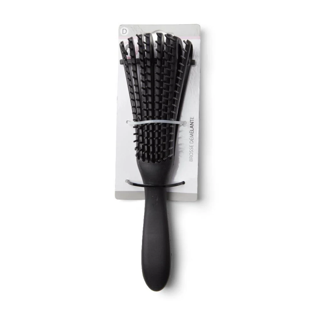 Brosse à cheveux démêlante plate à picots PVC noir