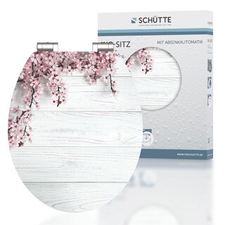 SCHÜTTE WC-Sitz High Gloss Flowers&Wood MDF Weiß ca. 37,5 x 3 x 44,5 cm