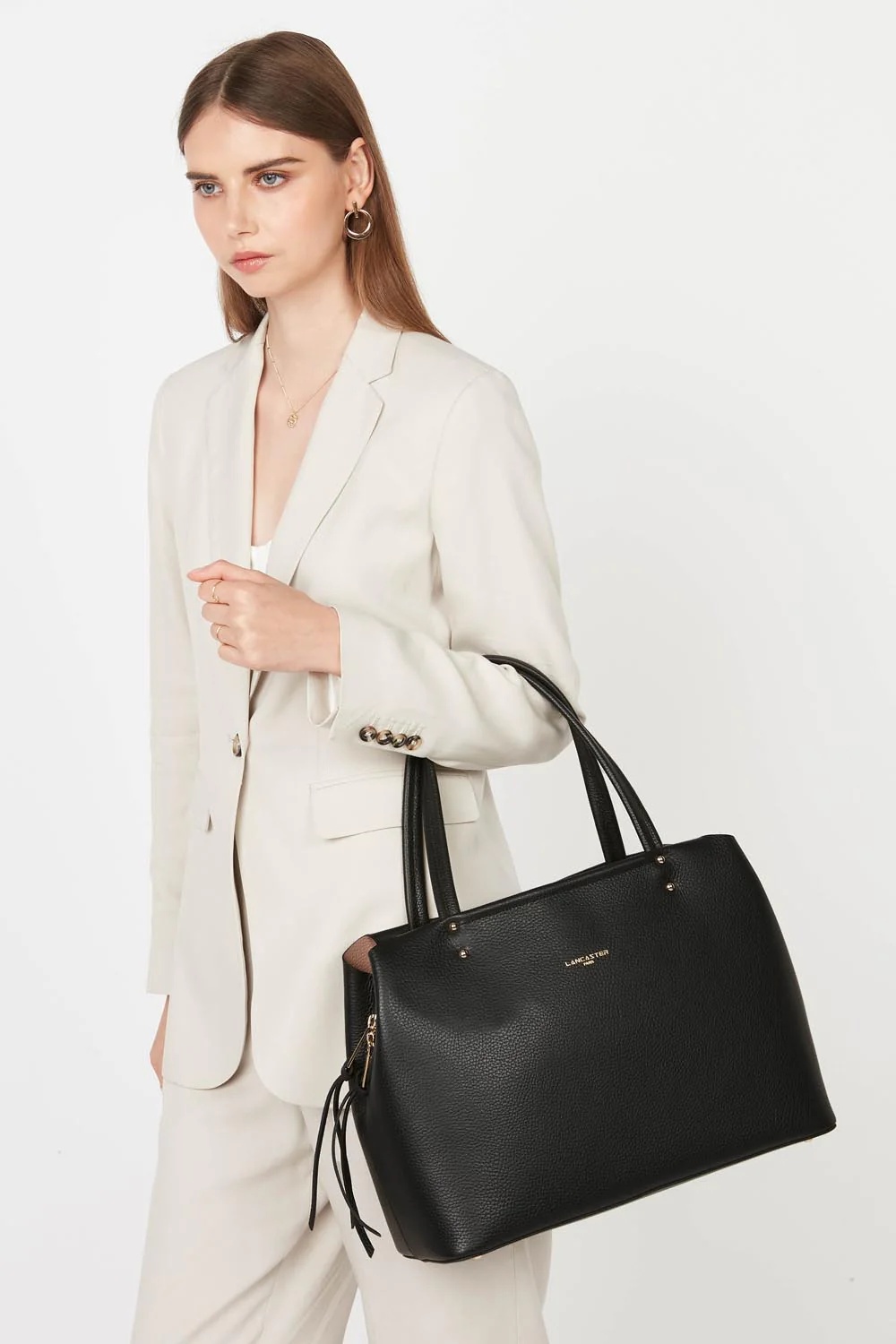 Foulonné Double-Grand sac cabas épaule