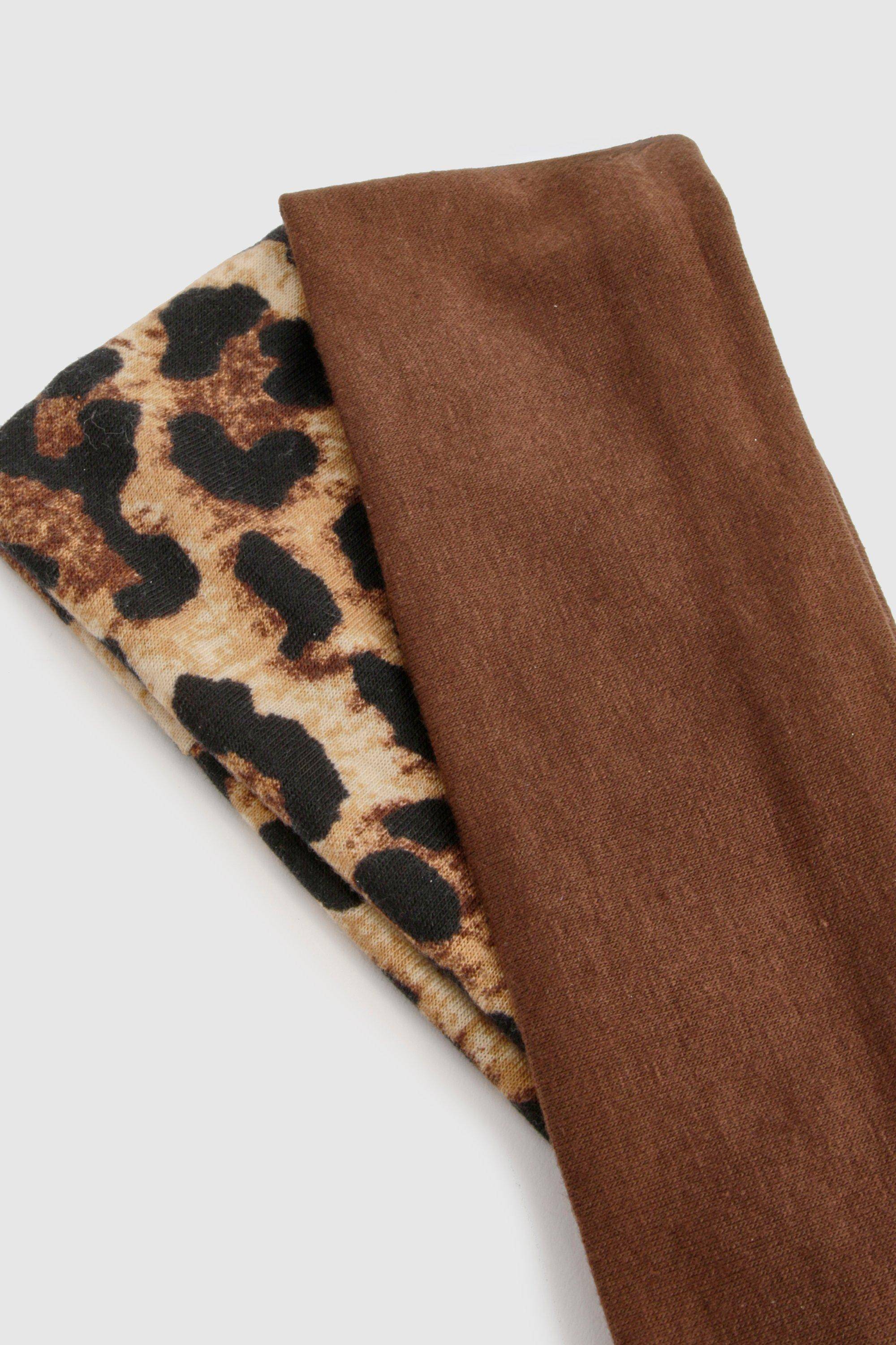 boohoo Lot de 2 bandeaux en jersey à imprimé léopard