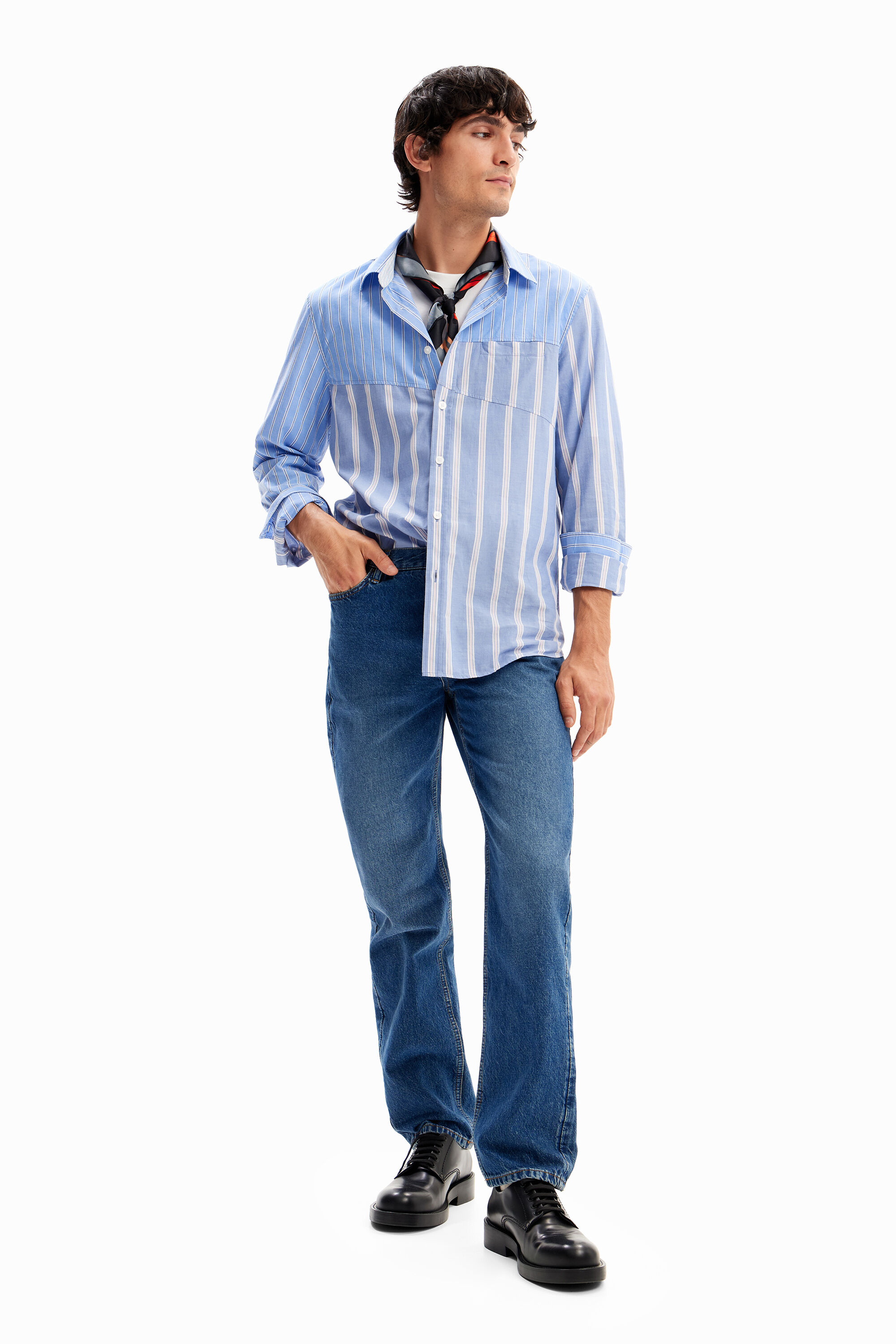 camisa listrada patchwork