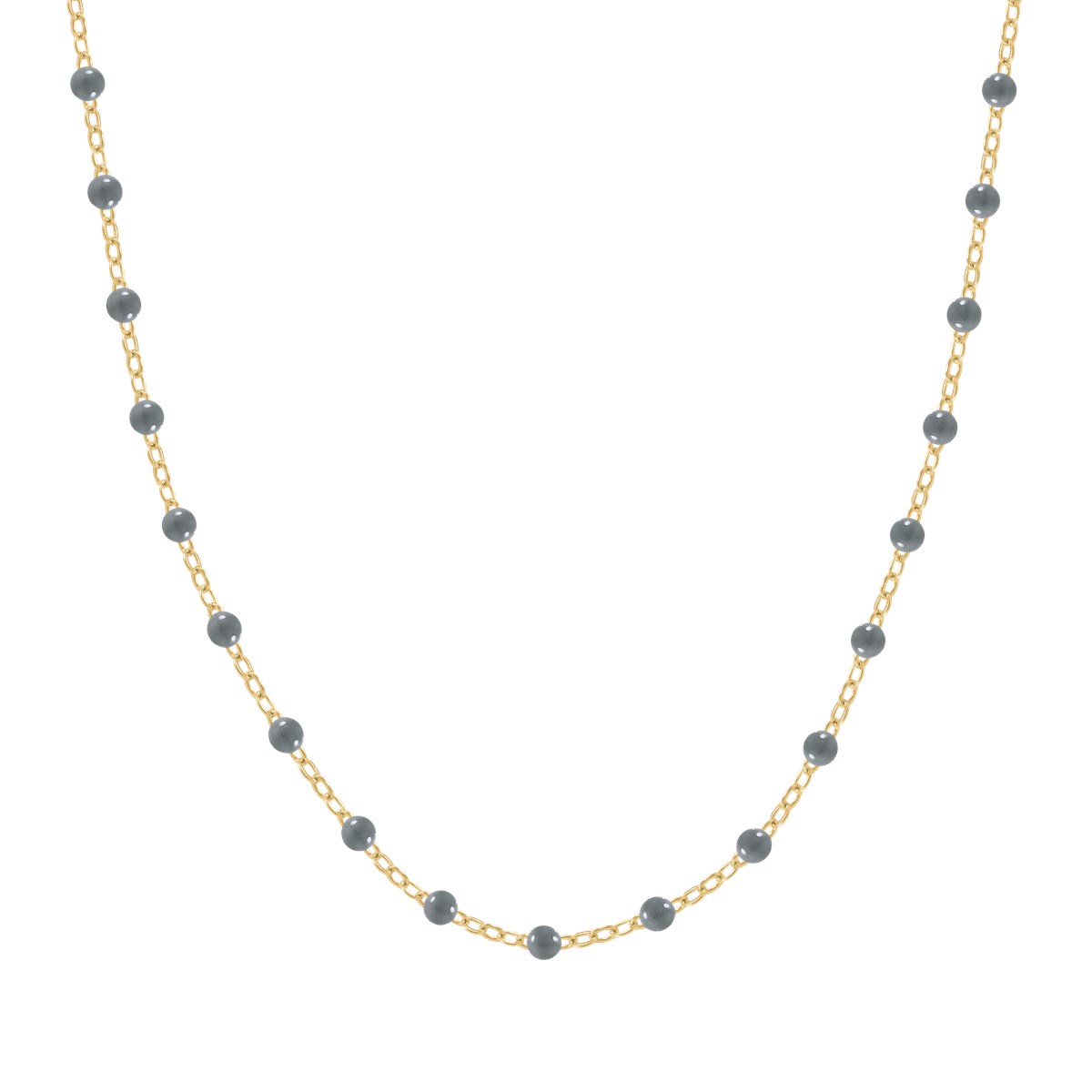 Collier à pierres grises en acier plaqué jaune