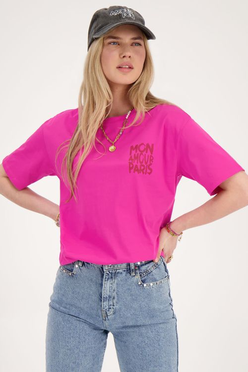 Roze T-shirt Mon amour Paris