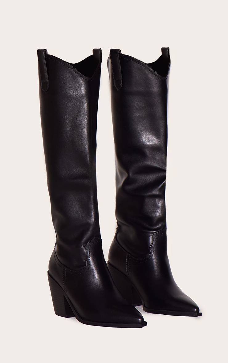 Noir Bottes Western Mi-mollet