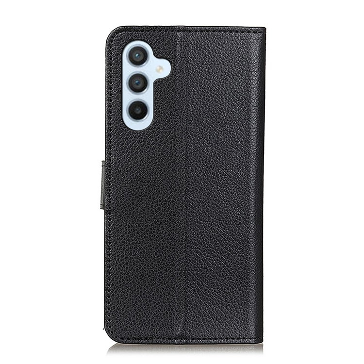 Samsung Galaxy A36 Leder Tasche Flip Cover Litchi Look - Schwarz