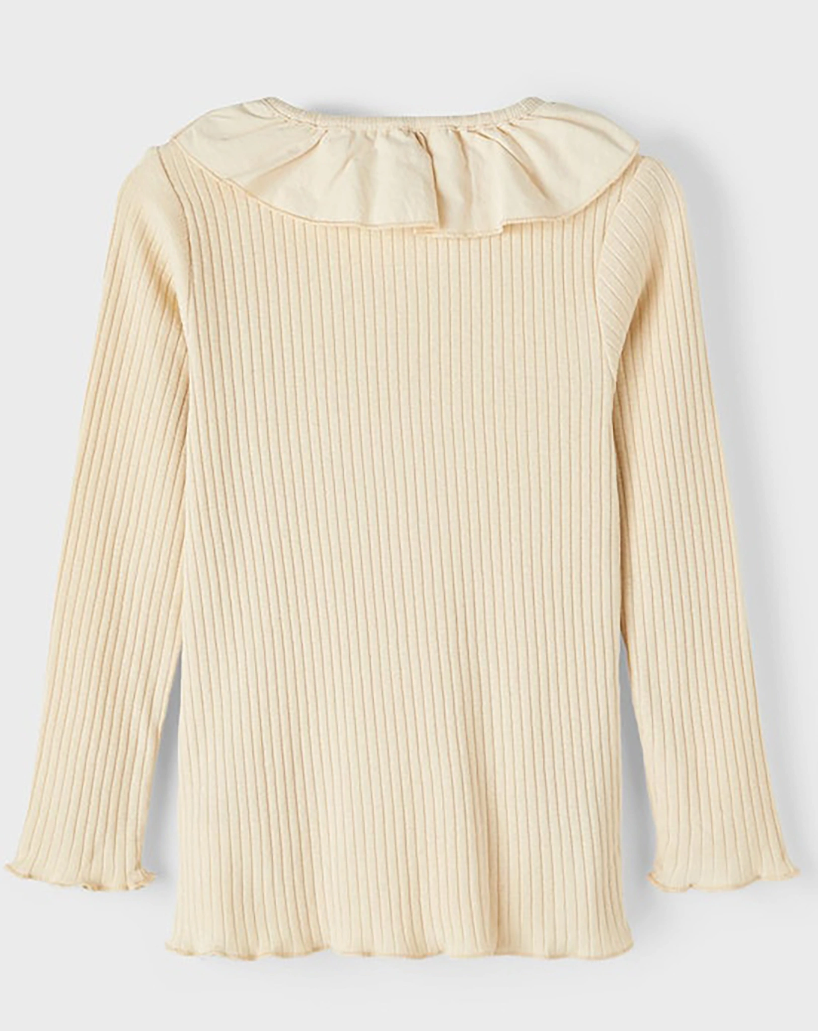 Langarmshirt NMFOMINA mit Rüschenkragen in wood ash