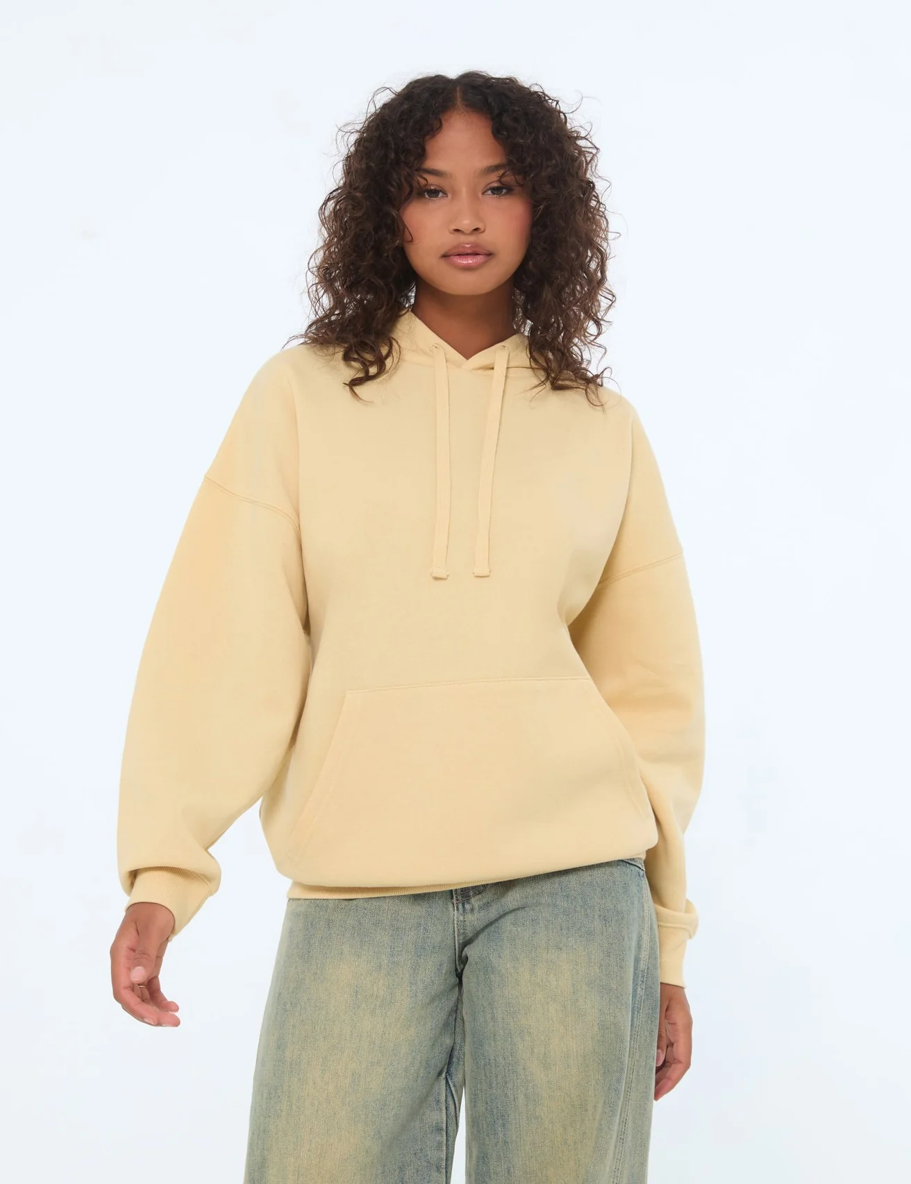 Sweat à capuche oversize beige