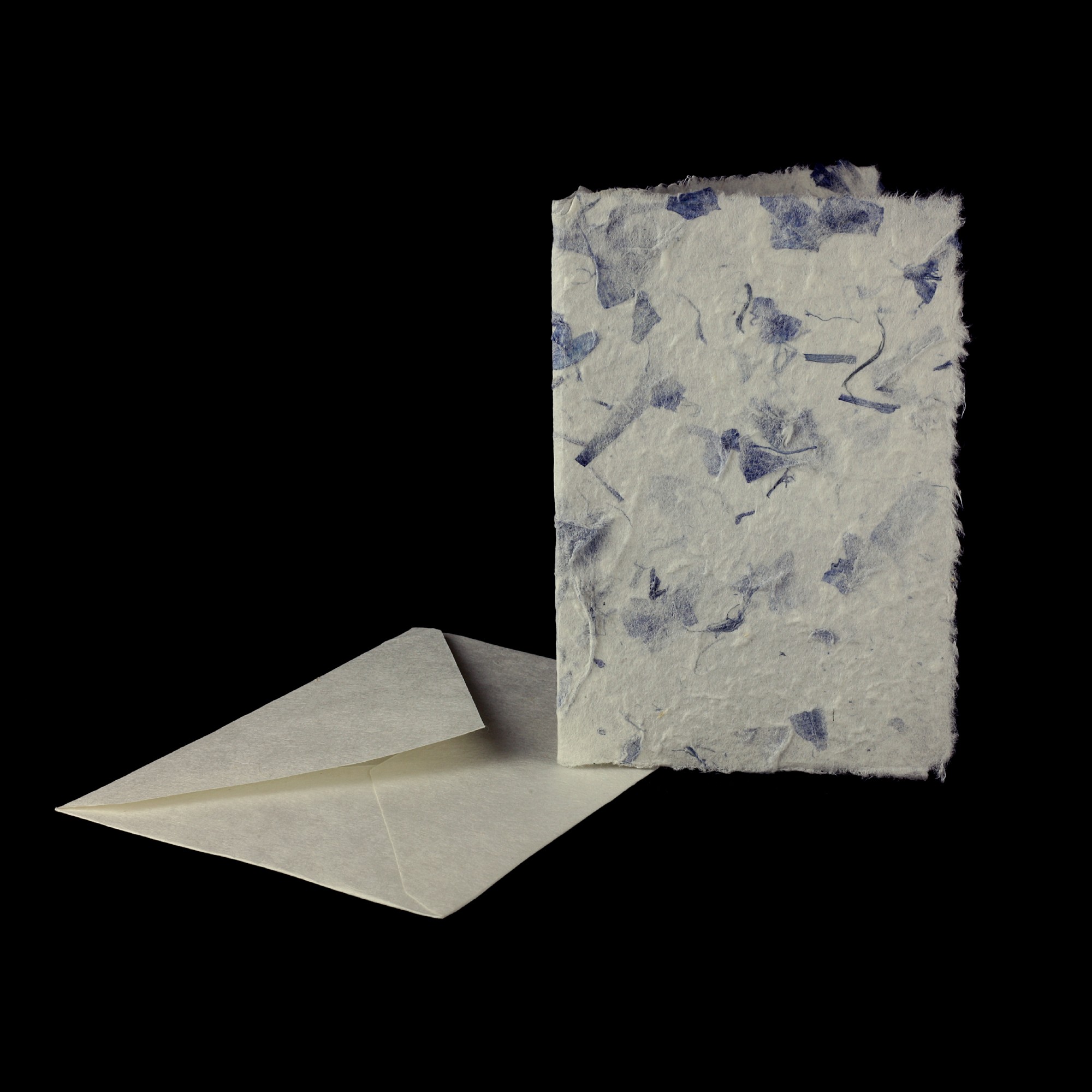 Grußkarte weiß/blau, Büttenpapier, B 12,5 cm, H 17 cm günstig bestellen