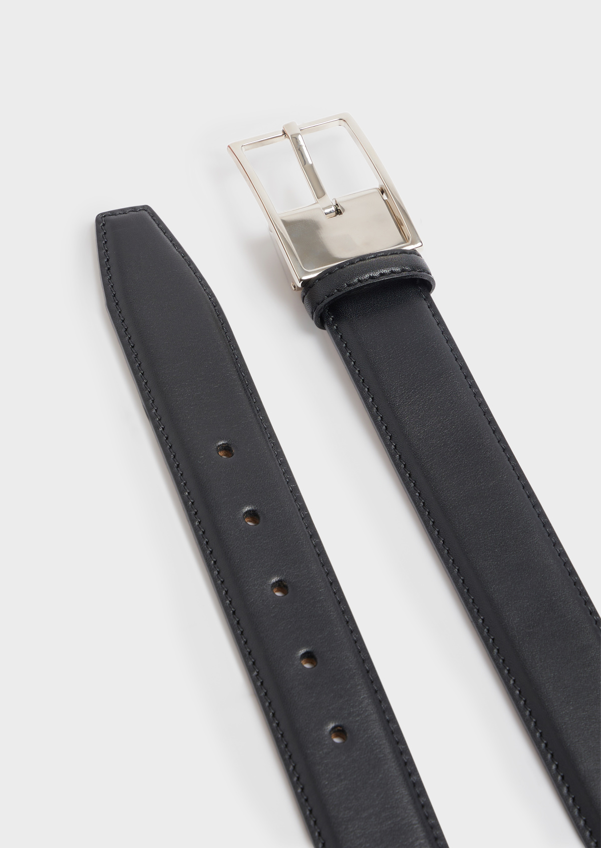 Ceinture ajustable en cuir lisse noir
