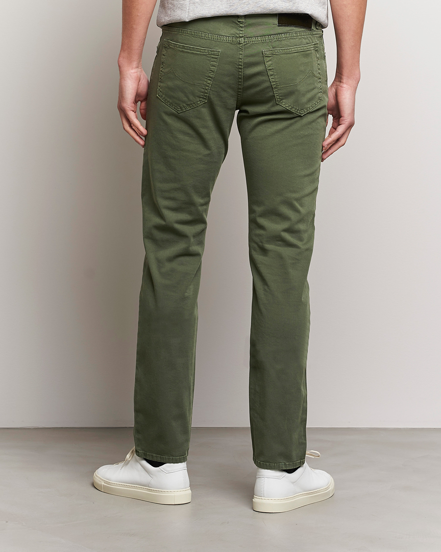 Jacob Cohën Bard Garment Dyed Gabardine Trousers Green
