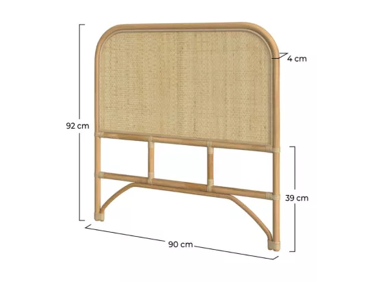 Tête de lit 90 cm en rotin naturel - Grace