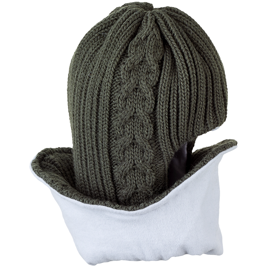Sterntaler Schal-Strickmütze Zopf dunkelgrün