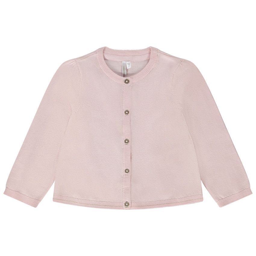 Gilet en tricot uni pour bébé fille - Rose