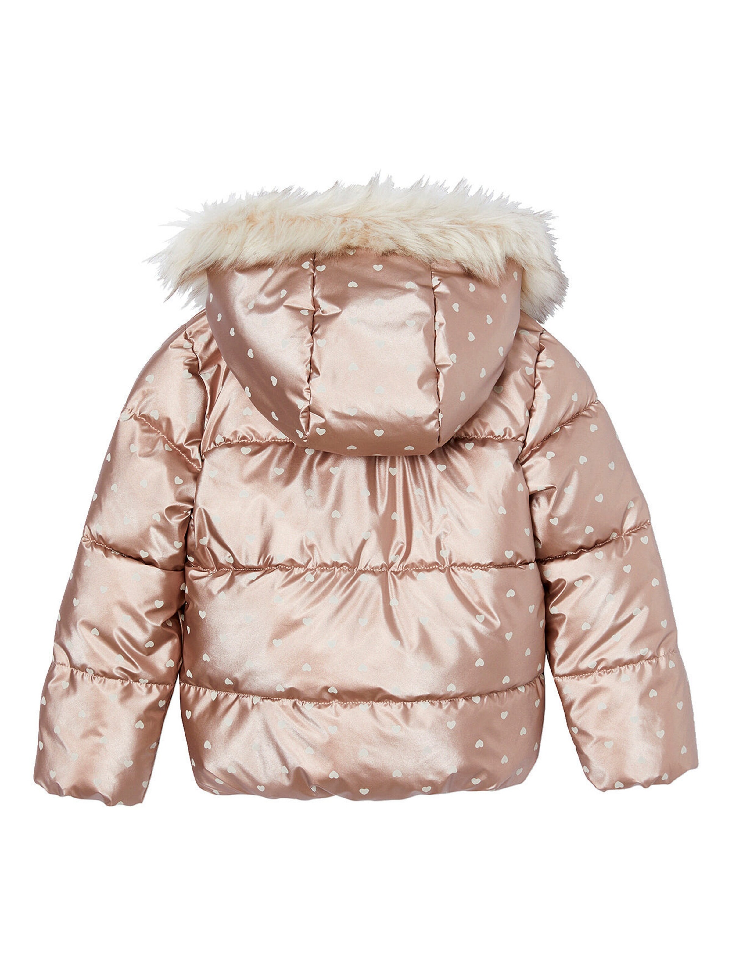 Vertbaudet Mädchen Steppjacke mit Kapuze und Fleecefutter, Wattierung Recycling-Polyester rosa bedruckt