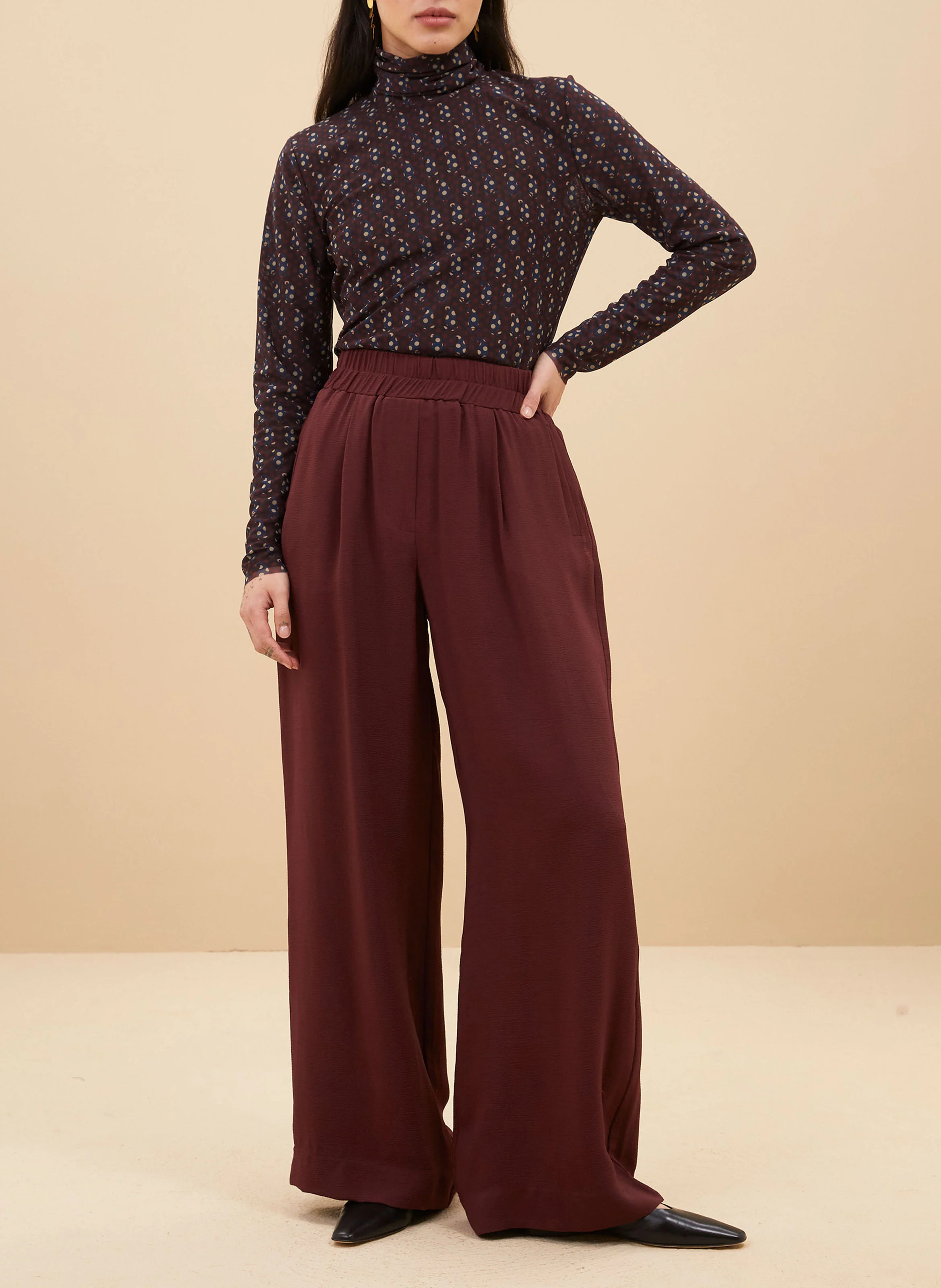 PAISLEY - Top col montant imprimé | Rouge