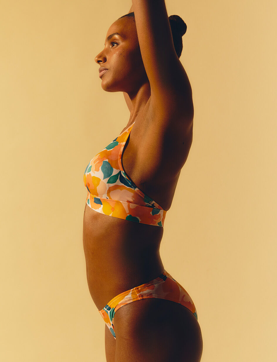 Haut de maillot de bain triangle sans armatures paddé - pivoine orange clair