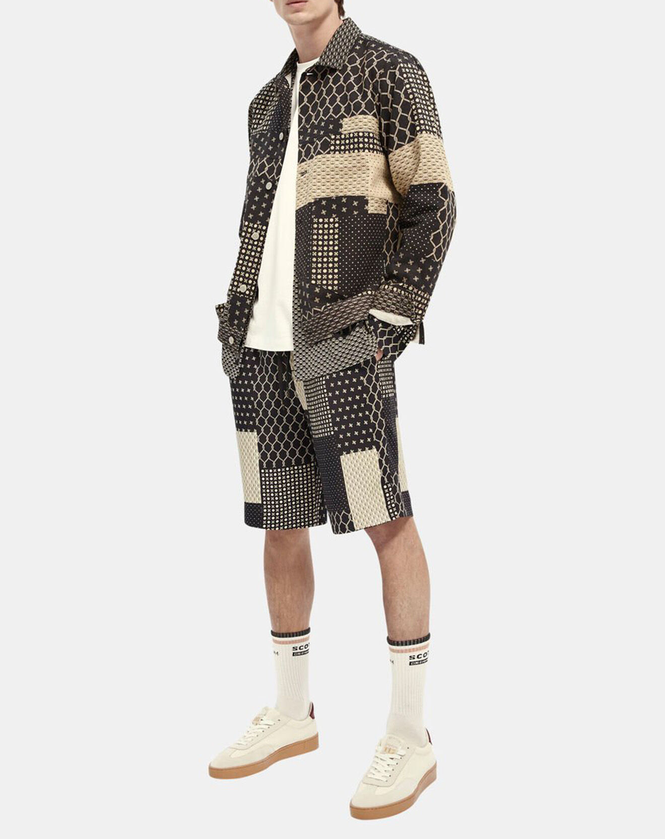 Scotch & Soda Surchemise en Coton & Lin Patchwork noire