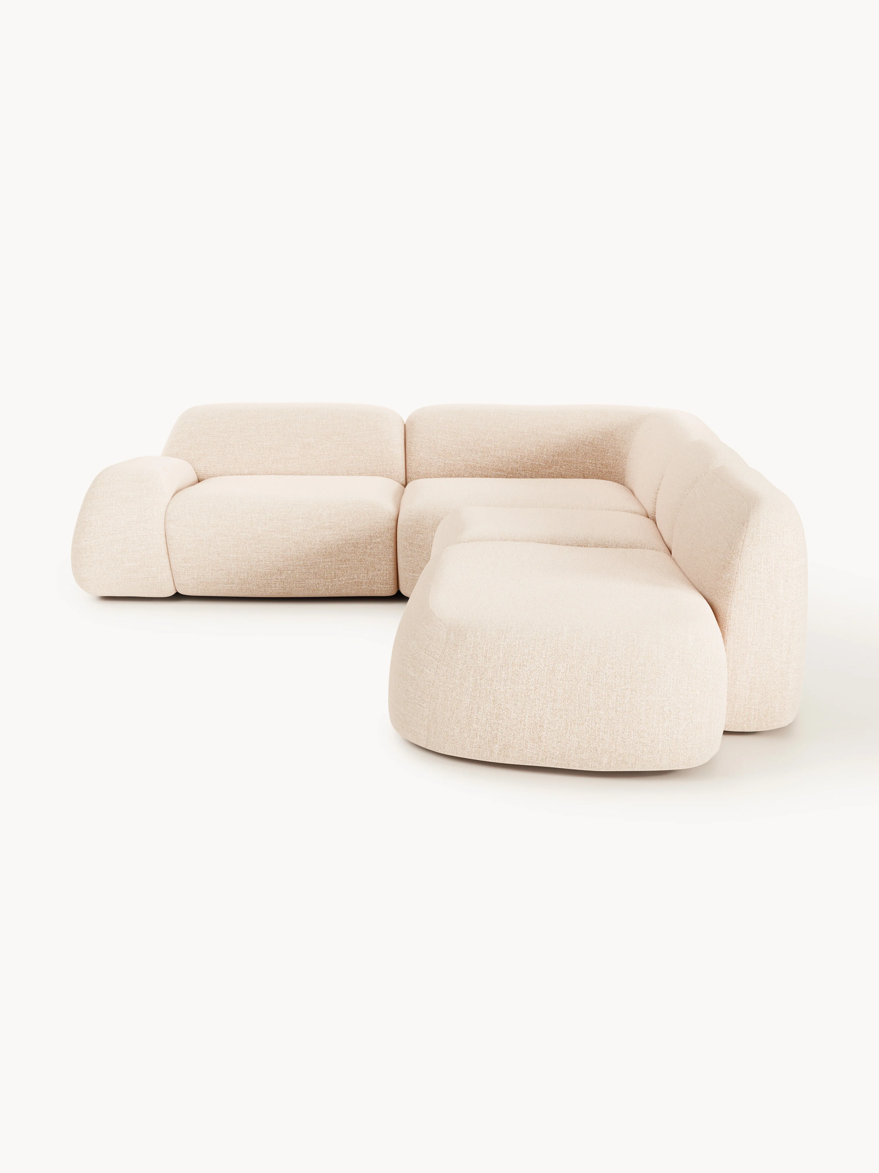 Modulaire bouclé XL hoekbank Wolke met chaise longue