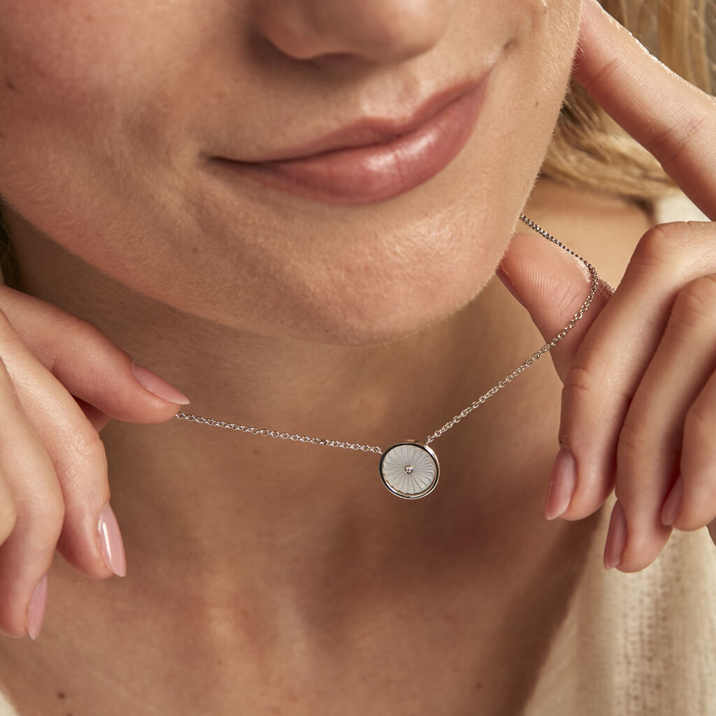 Collier Erina Argent Blanc Nacre Oxyde De Zirconium