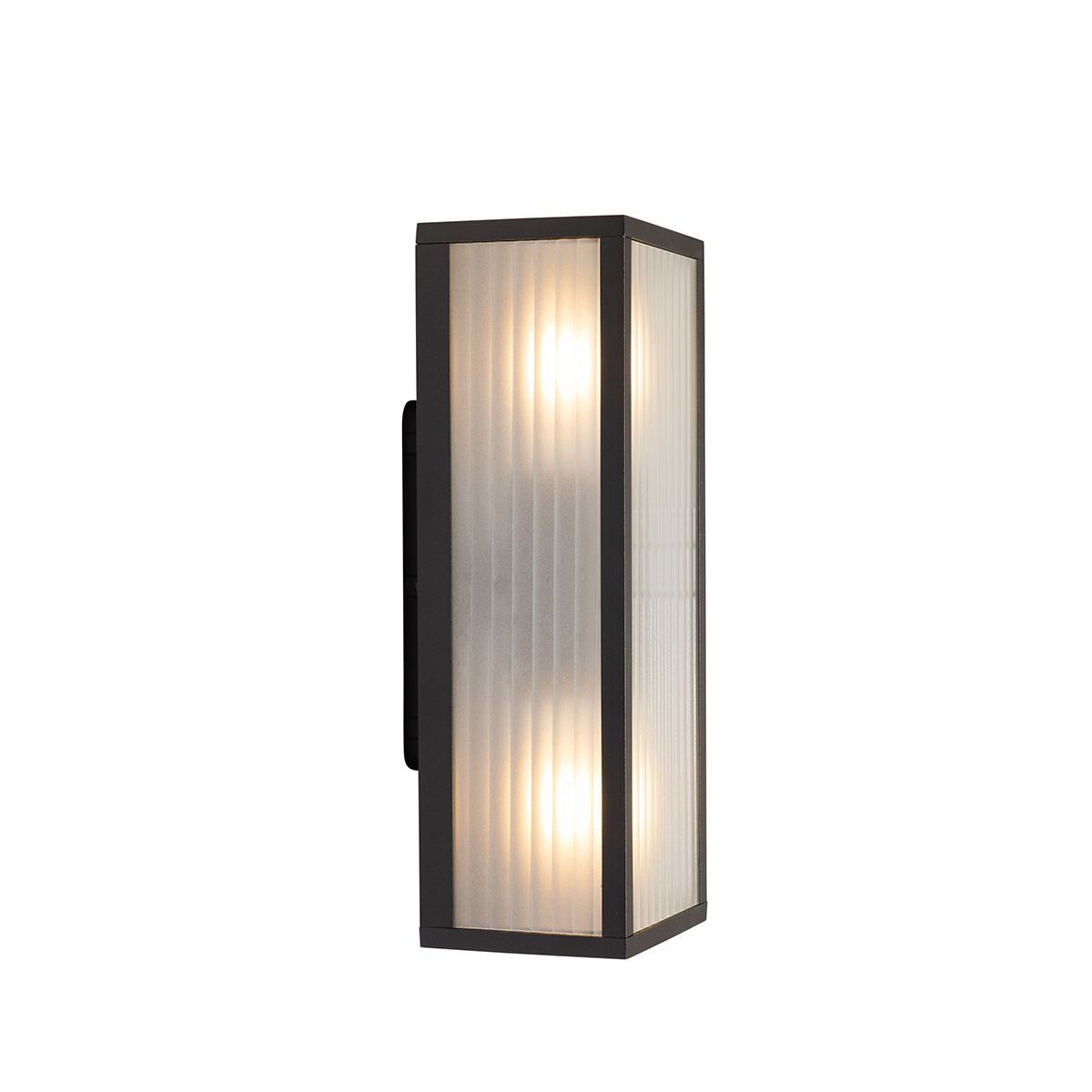 Buiten wandlamp zwart met ribbel glas 2-lichts IP44 - Charlois
