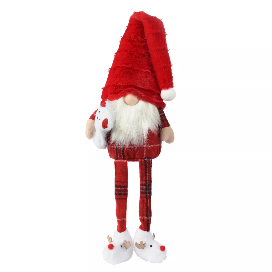 Lutin de Noël à asseoir (H73 cm) Tilki Dormeur en pyjama bonnet Rouge