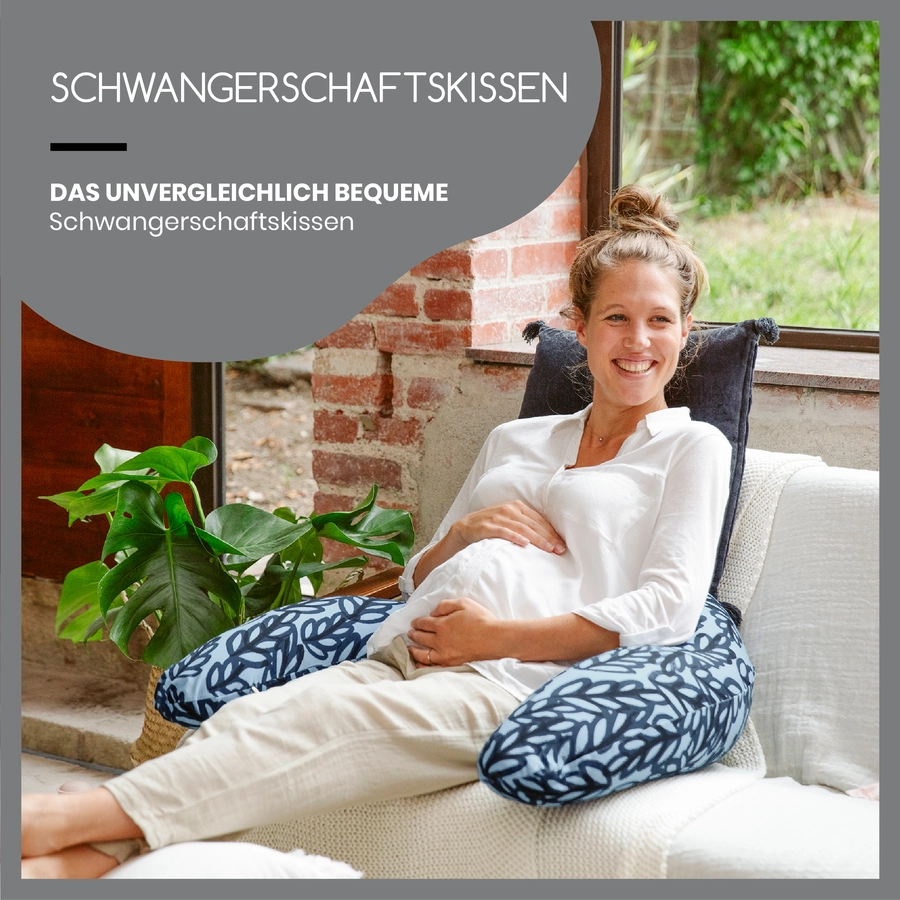 babymoov Stillkissen B.Love Vegetal Blue mit Extrabezug Wind Blue