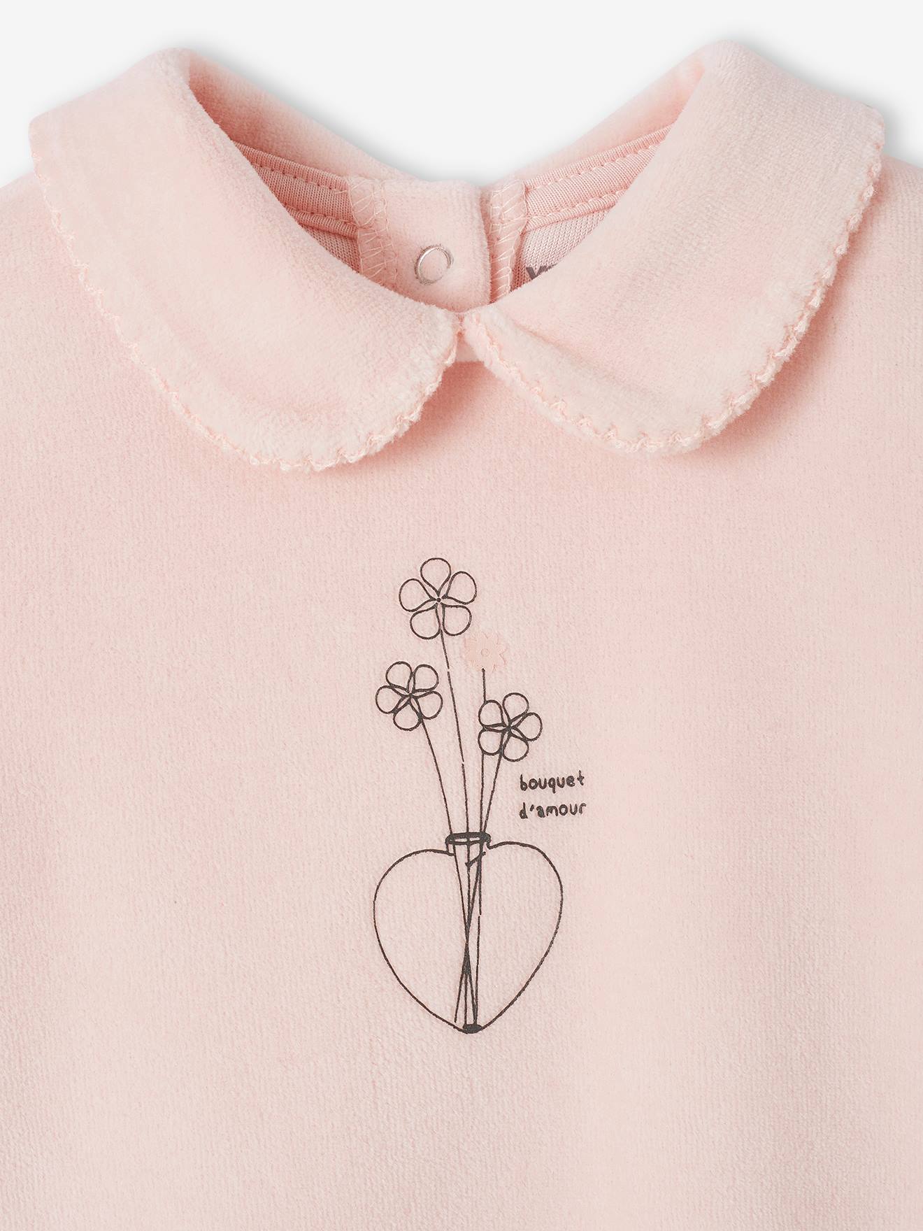 Conjunto de 2 pijamas de veludo rosa para bebê