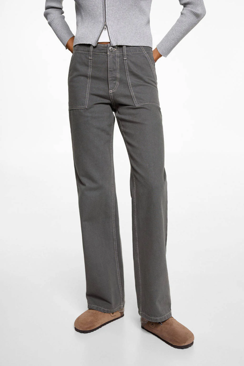 MANGO TEEN straight leg jeans grijs