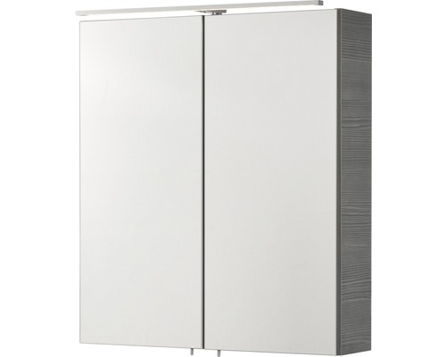 FACKELMANN Como spiegelkast, 60 x 16 x 68 cm, grenen, 2-deurs, LED, IP20