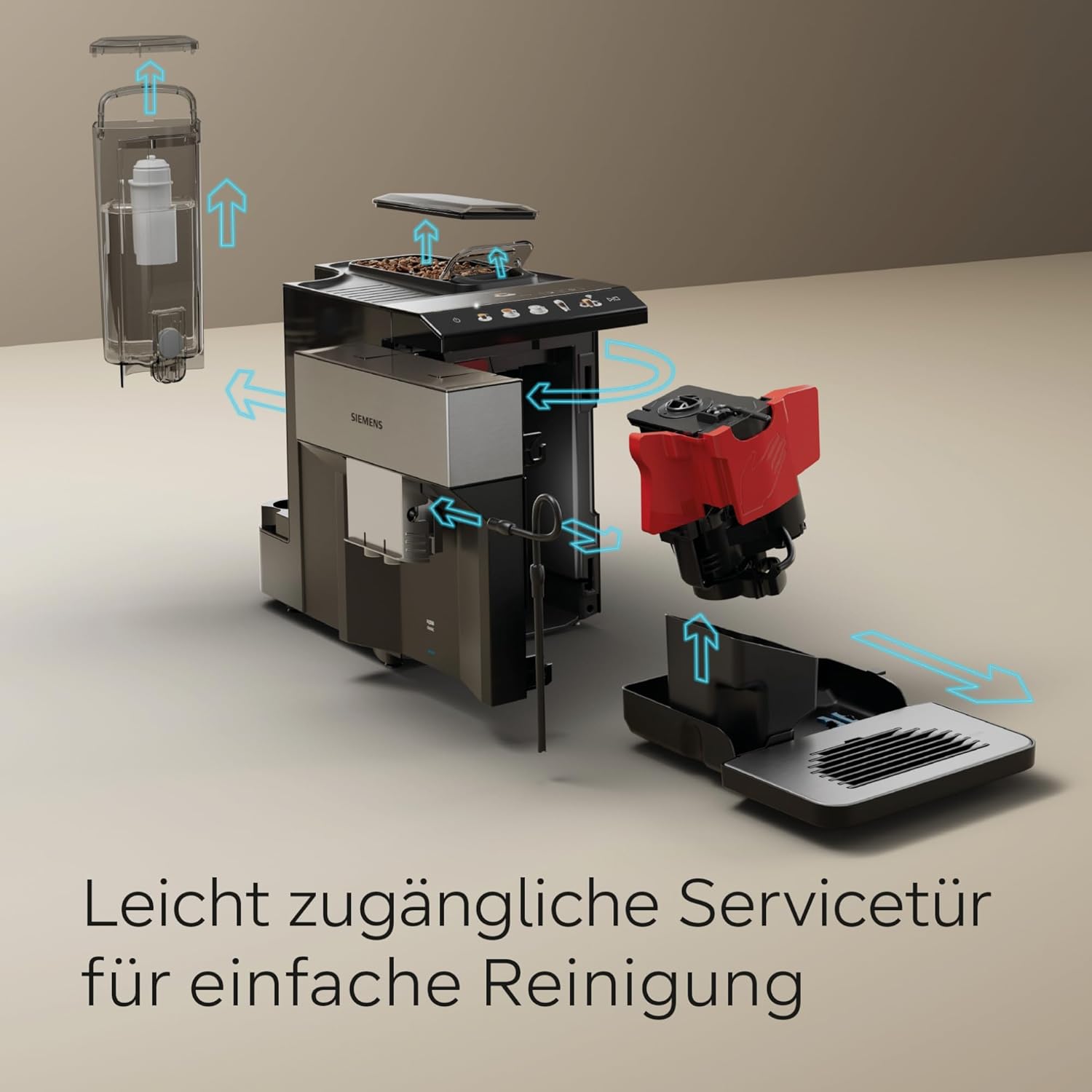 Siemens Kaffeevollautomat EQ500 classic TP516DX3, App-Steuerung, viele Kaffeespezialitäten, integr. Milchbehälter, Doppeltassenfunktion, automat. Dampfreinigung, 1500 W, Edelstahl/Klavierlack schwarz
