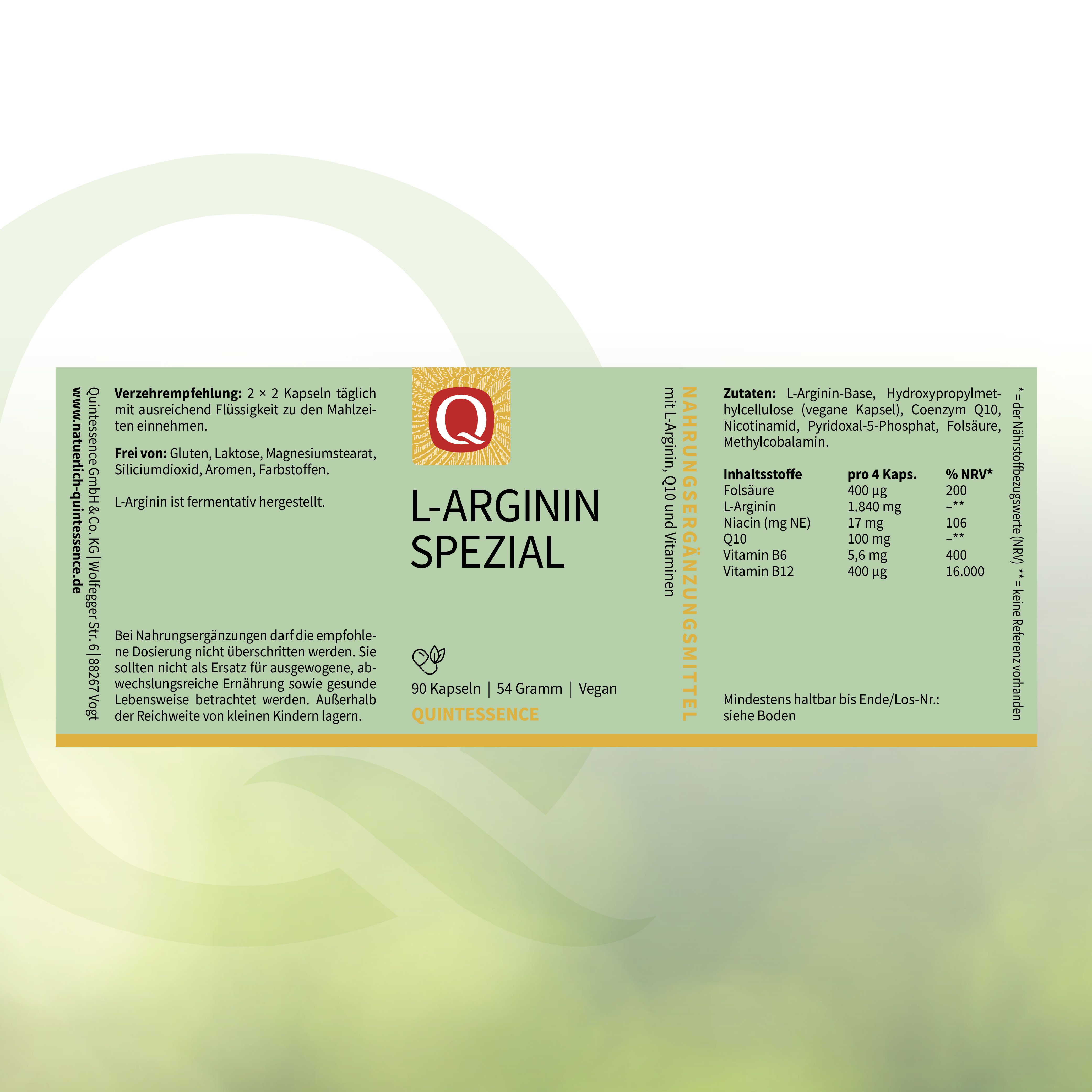 L-Arginin spezial Kapseln von Quintessence