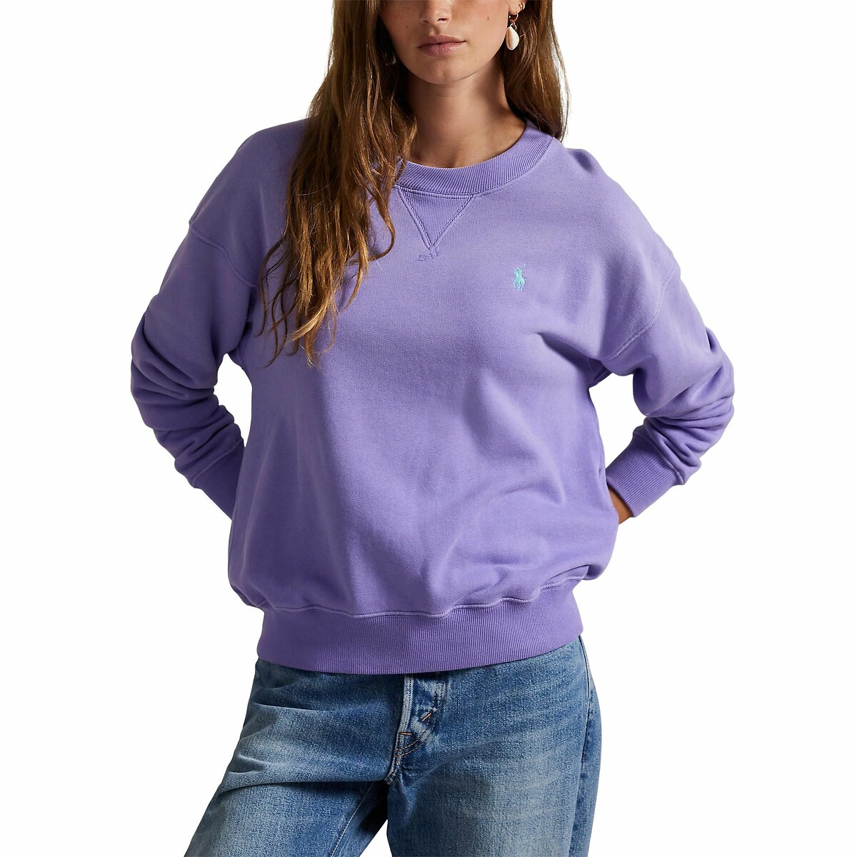 POLO RALPH LAUREN<br>Suéter com gola redonda e mangas compridas