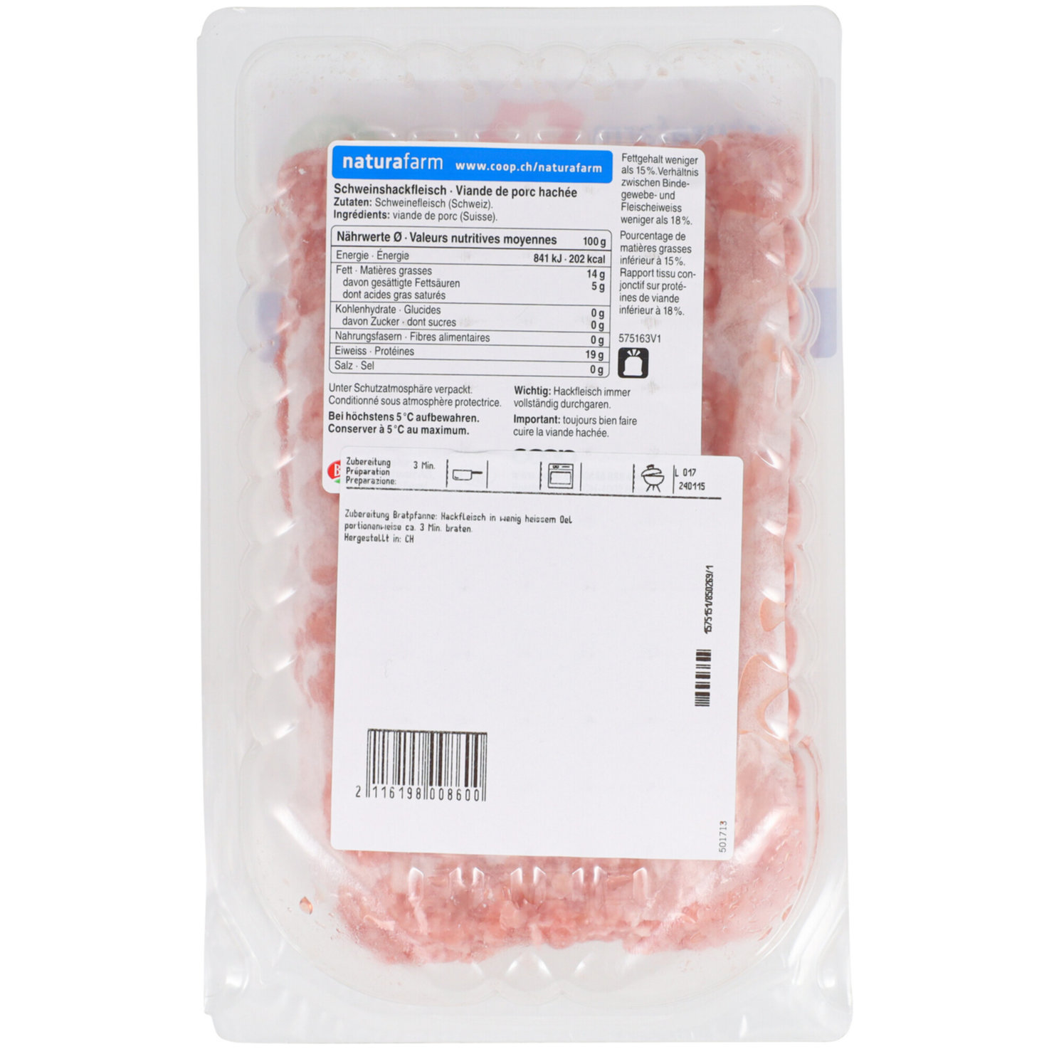 Naturafarm Hackfleisch Schwein ca. 400g
