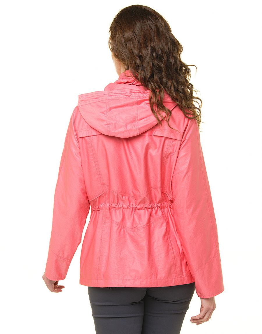 Parka courte rouge corail