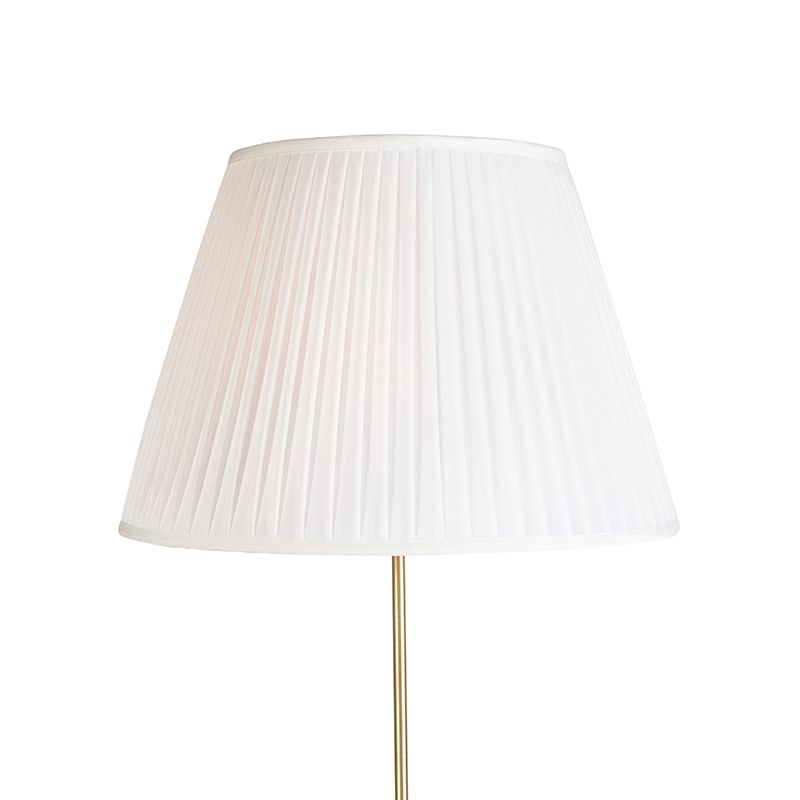 Vloerlamp goud/messing met plisse kap crème 45 cm - Parte