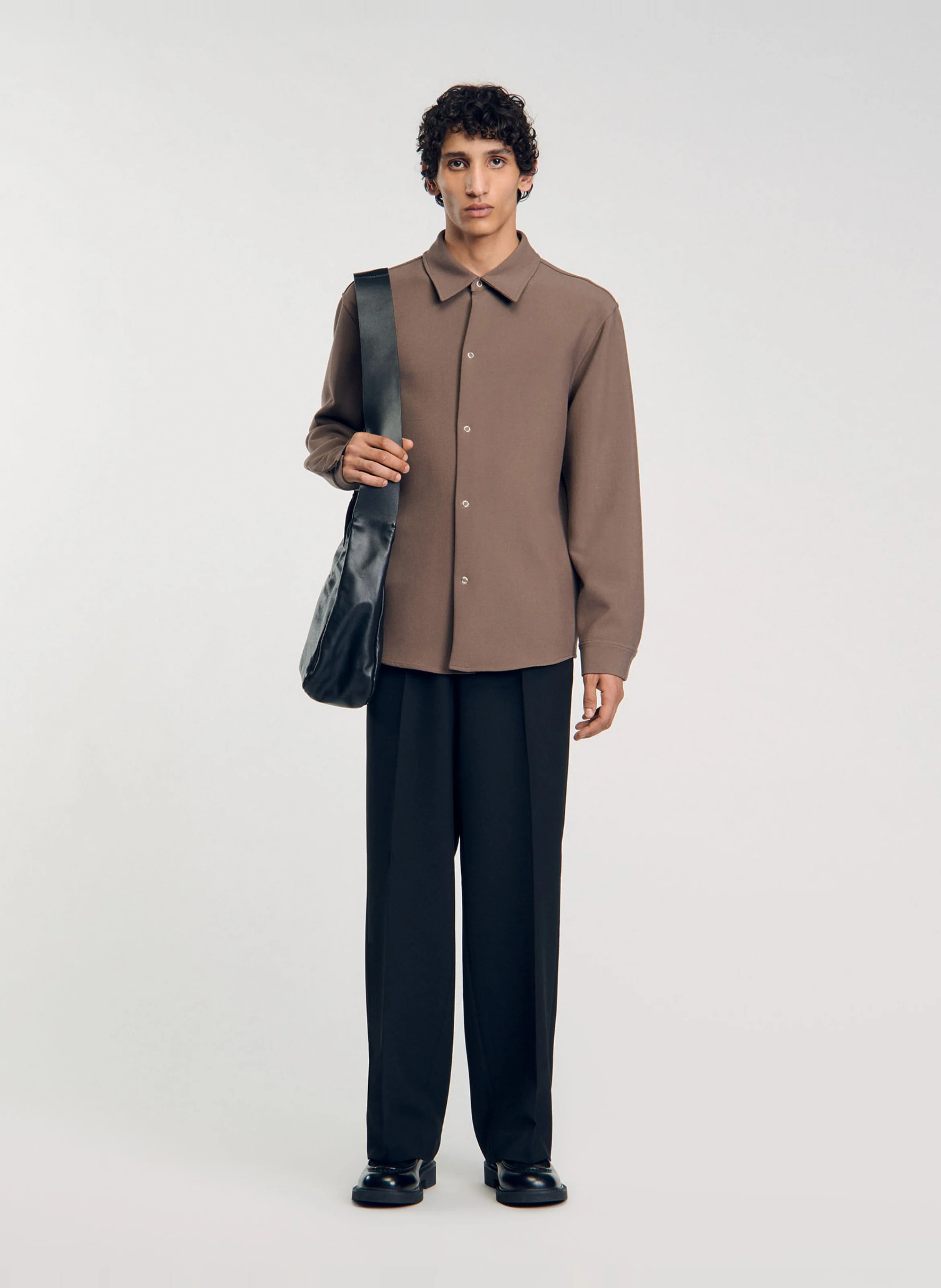 Chemise droite à col classique| Marron