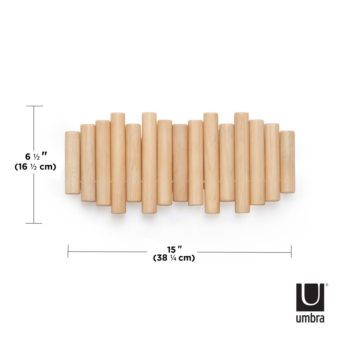 Wandkapstok Umbra Picket 5 haken naturel hout