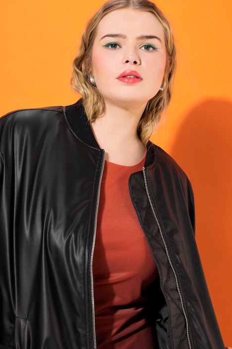 Fake-Lederblouson, Collegekragen, Zipper