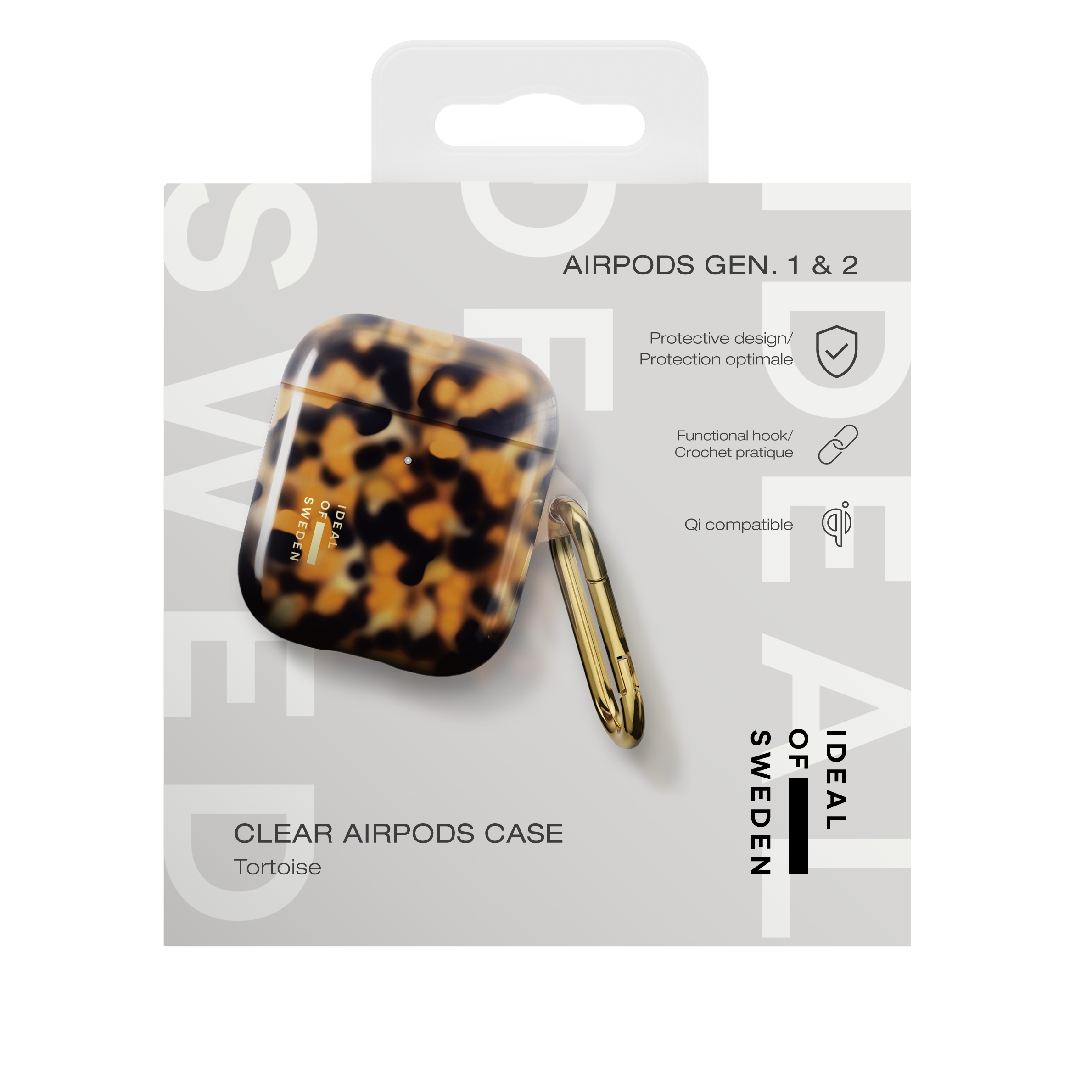AirPods (1. & 2. Generation) Hardcase Schutzhülle Abdeckung Recycled   Karabinerhaken (IDCLAPC-518) - Tortoise