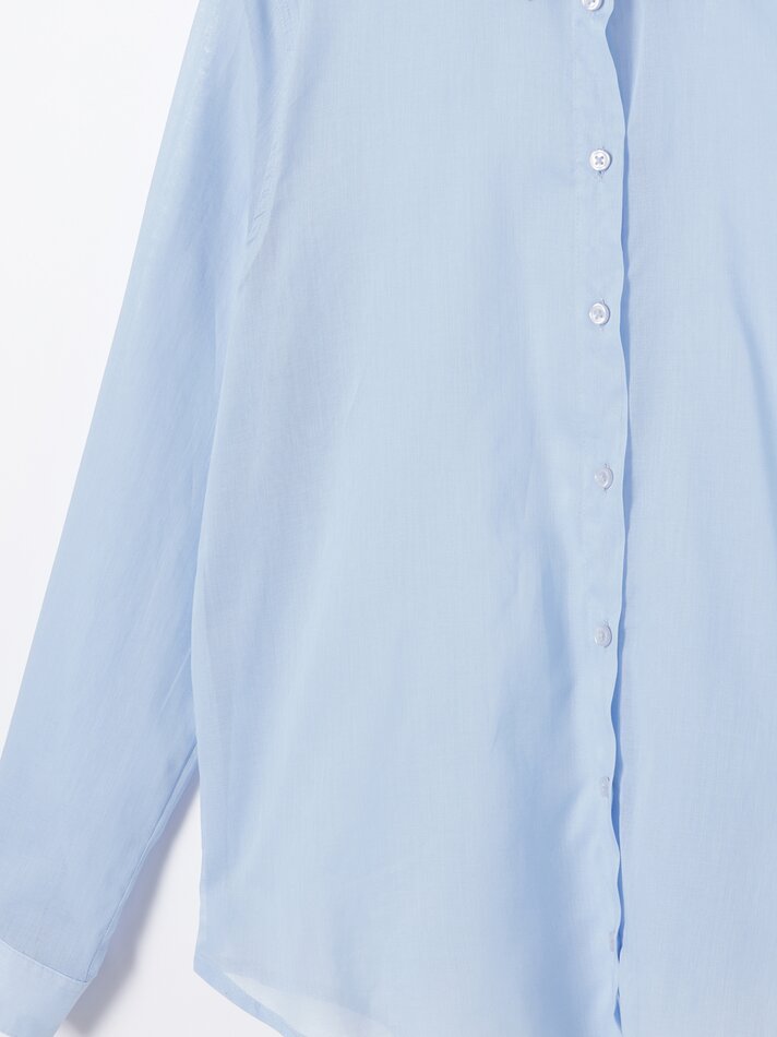Camisa fluida de manga comprida - Azul Pastel