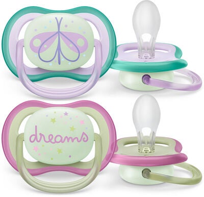 Philips Avent Ultra Air Night Smokker 2-Pack 0-6m, Grønn/Lilla