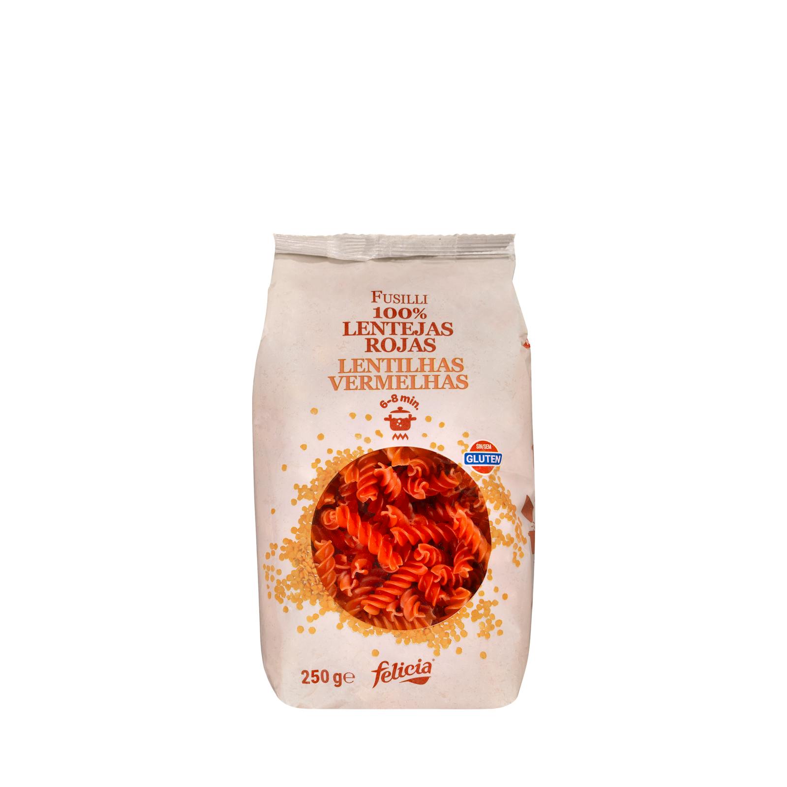 Pâtes fusilli 100 % lentilles rouges Felicia