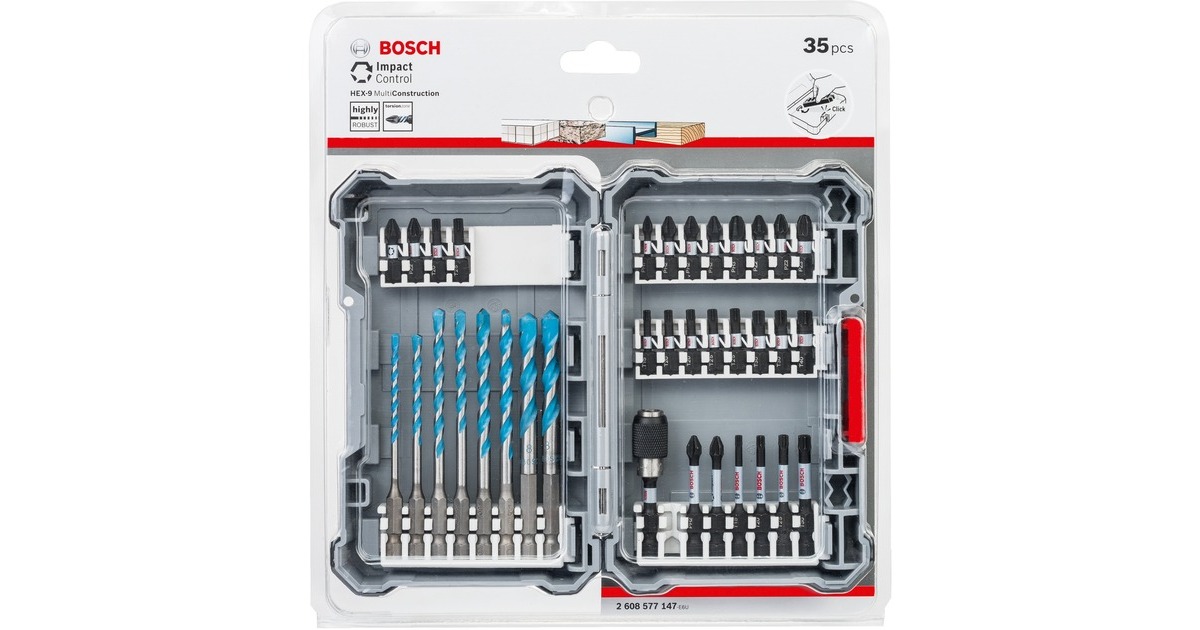 BoschSlagvaste schroefbitset met multifunctionele boren, 1/4