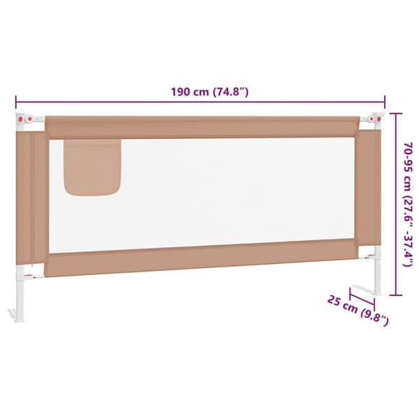 vidaXL Sengehest småbarn gråbrun 190x25 cm stoff