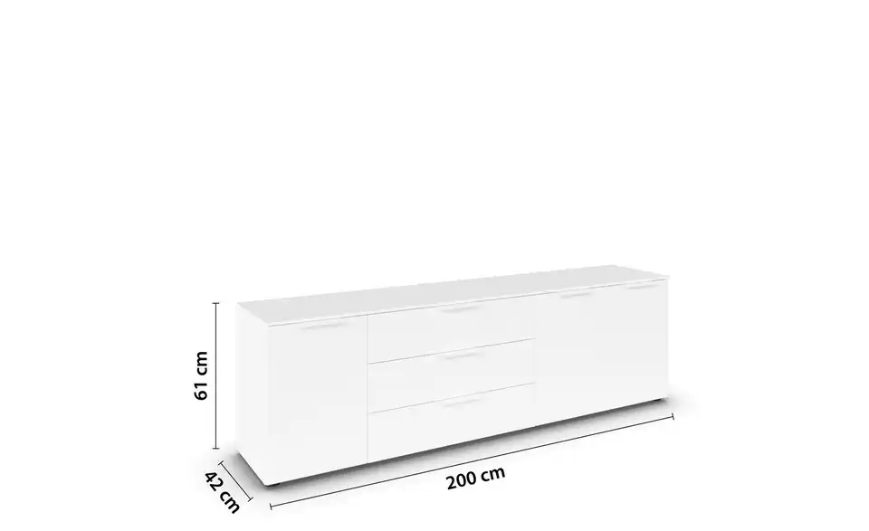 Sideboard Weiß Front: Dekor, Oberboden: Dekor Weiß Weiß