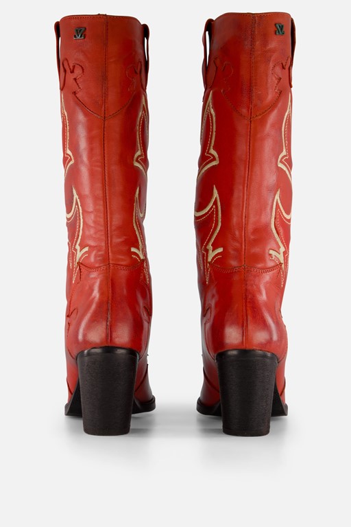 Lazamani Cowboylaarzen rood Leer